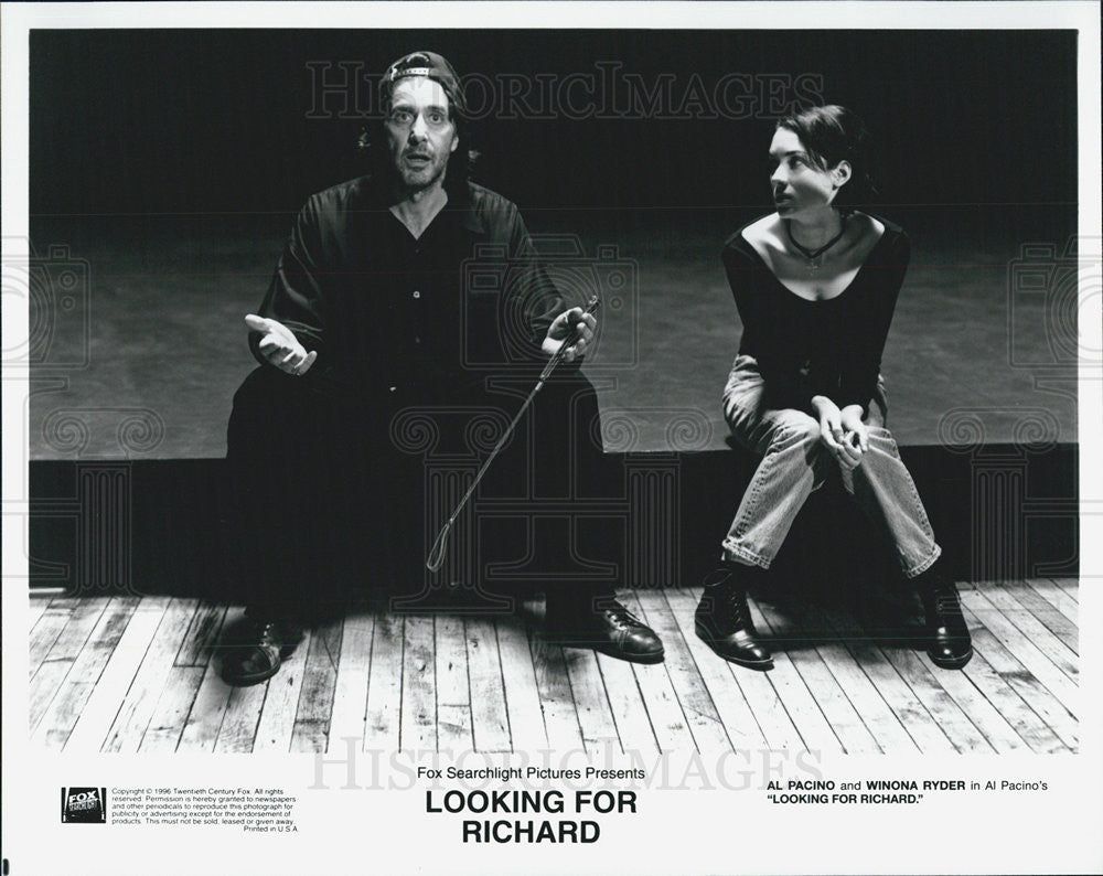 1996 Press Photo Al Pacino And Winona Ryder In "Looking For Richard" Pacino's - Historic Images