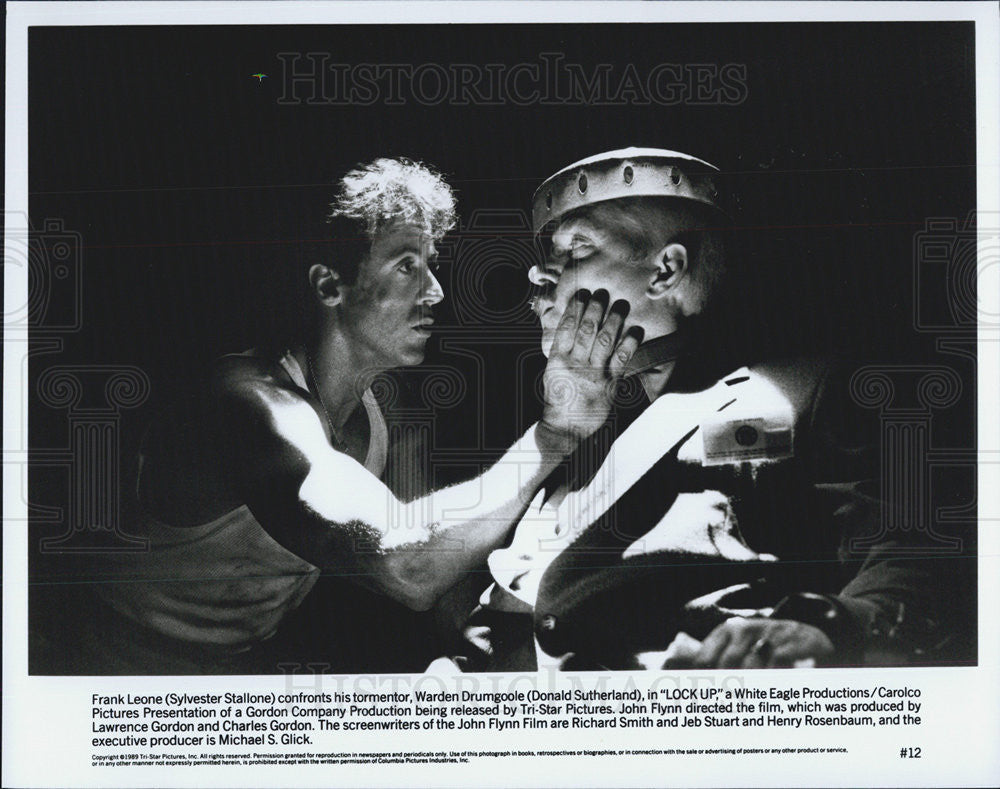 1989 Press Photo Sylvester Stallone and Donald Sutherland in the movie Lock Up - Historic Images