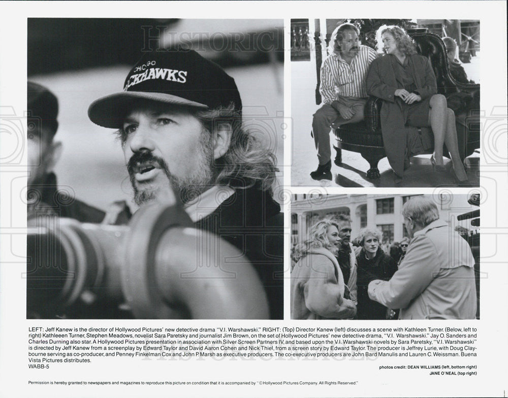 1991 Press Photo Director Jeff Kanew And Actors Kathleen Turner, Stephen Meadows - Historic Images