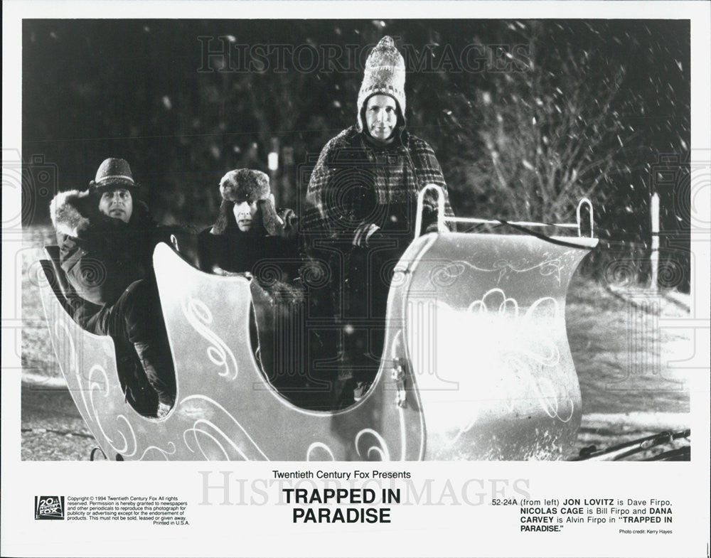 1994 Press Photo John Lovitz, Nicolas Cage, Dana Carvey, in Trapped in Paradise - Historic Images