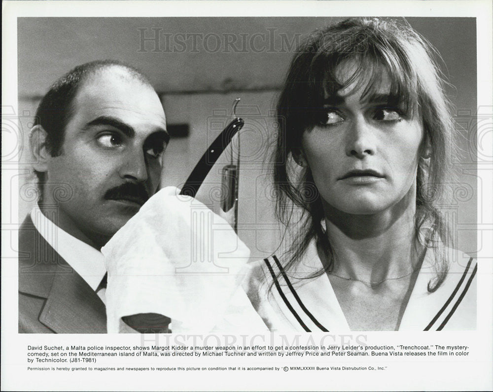 Press Photo David Suchet, Margot Kidder in &quot;Trenchcoat&quot; - Historic Images