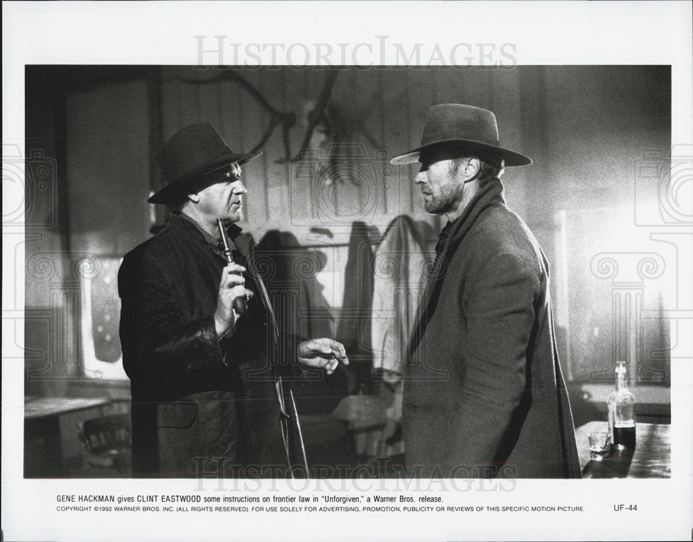 1992 Press Photo Gene Hackman Actor Clint Eastwood Unforgiven Western Movie - Historic Images