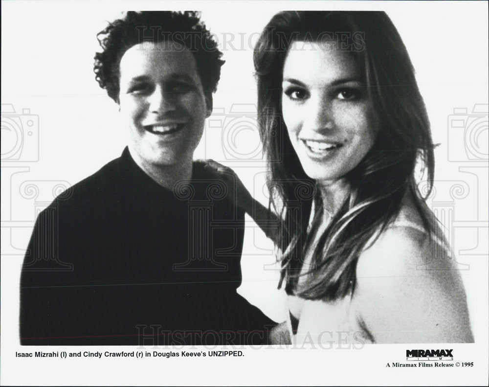 1995 Press Photo Designer Isaac Mizrahi And Model Cindy Crawford Movie Unzipped - Historic Images