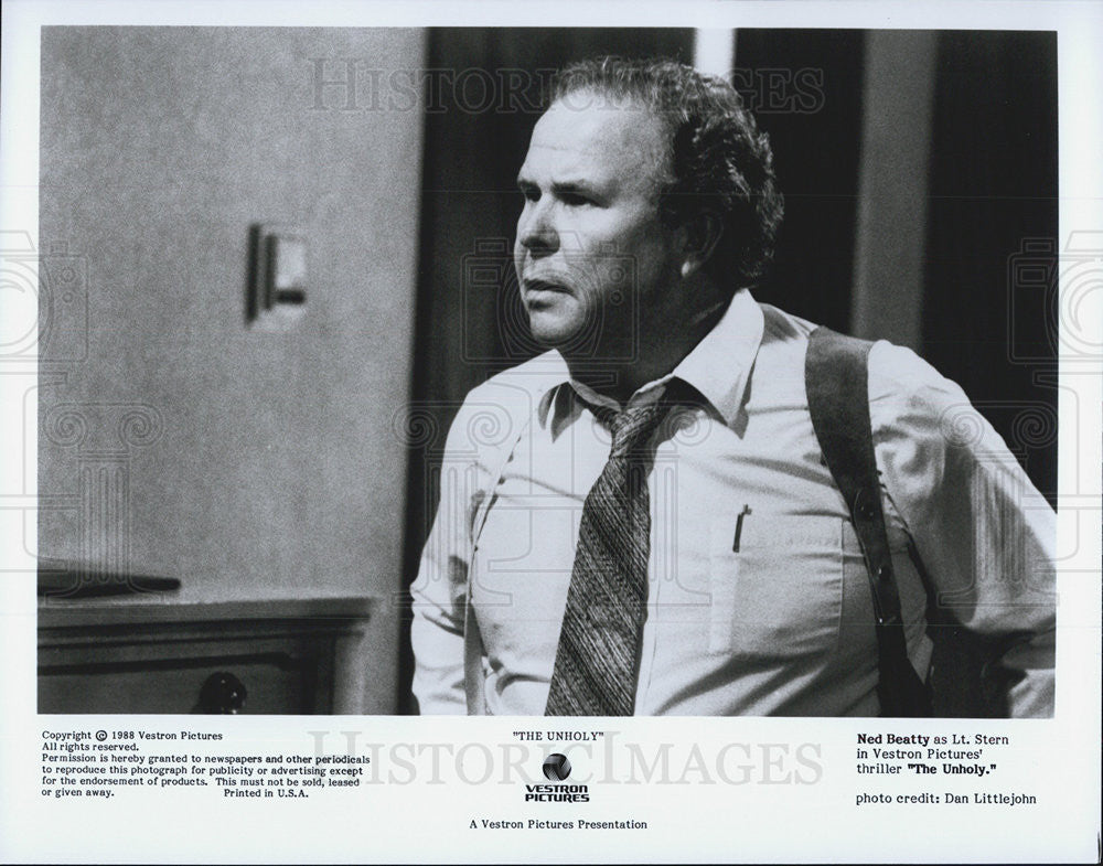 1988 Press Photo Ned Beatty Actor Thriller Film Movie Unholy - Historic Images