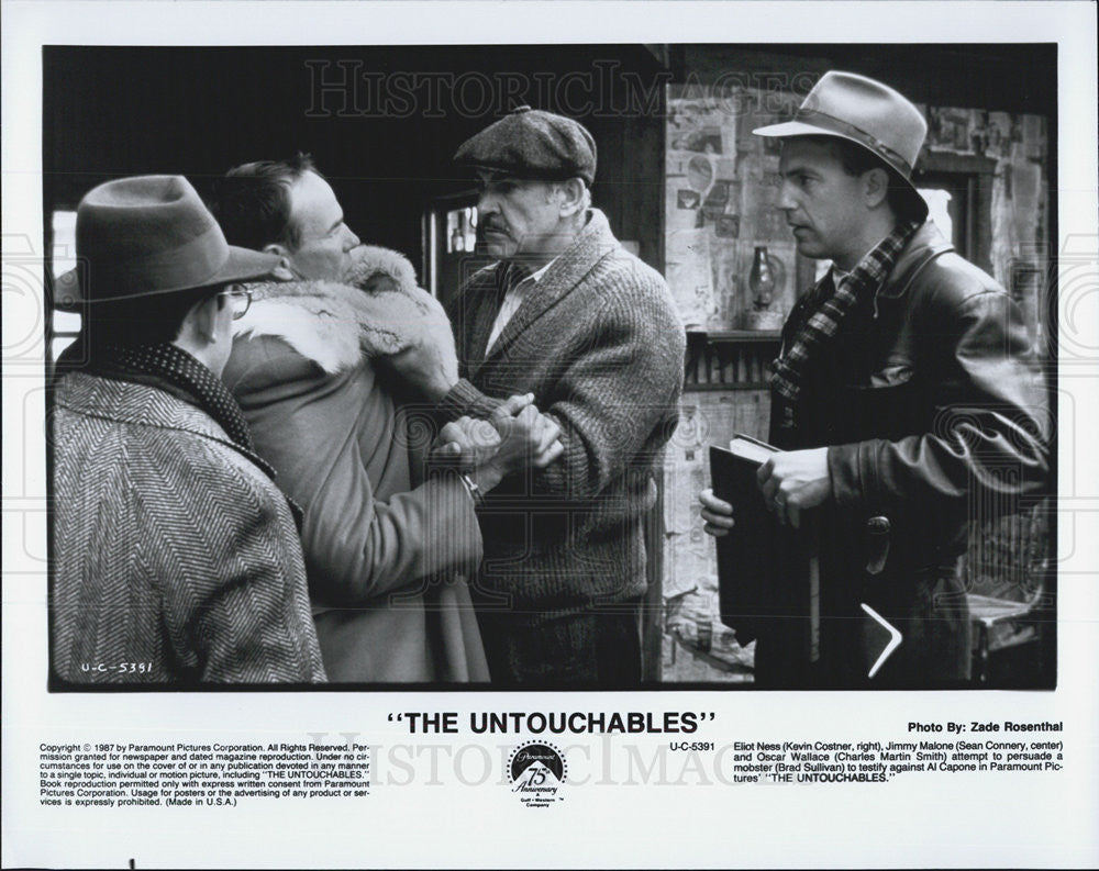 1987 Press Photo Kevin Costner/Sean Connery/Charles Martin Smith/Brad Sullivan - Historic Images