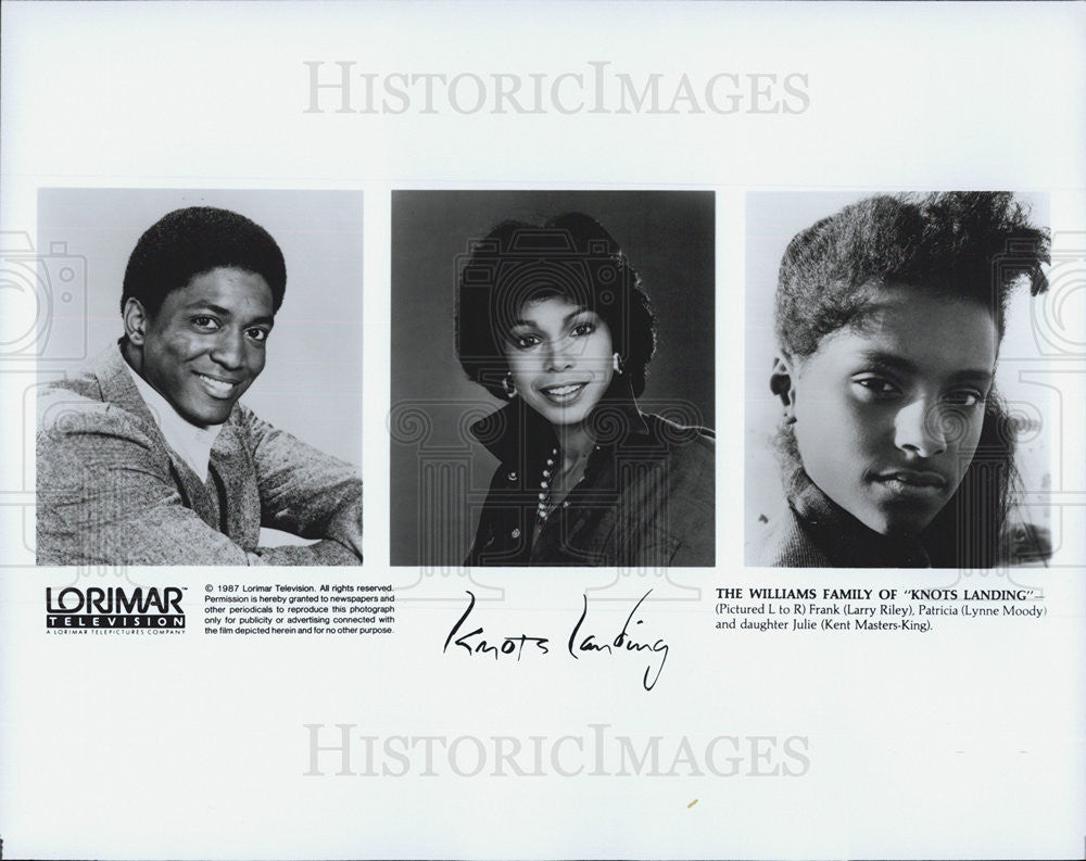 1987 Press Photo Larry Riley/Patricia Lynne Moody/Kent Masters-King/Actor - Historic Images