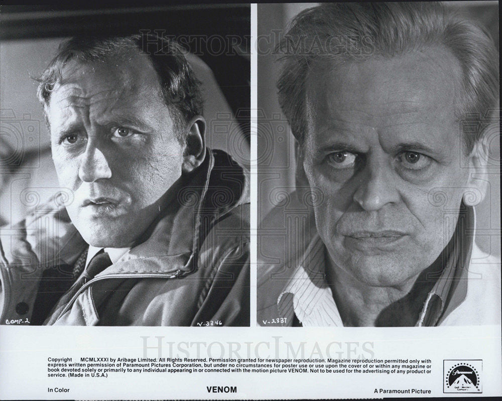 1981 Press Photo Nicol Williamson Actor Klaus Kinski Suspense Thriller Venom - Historic Images