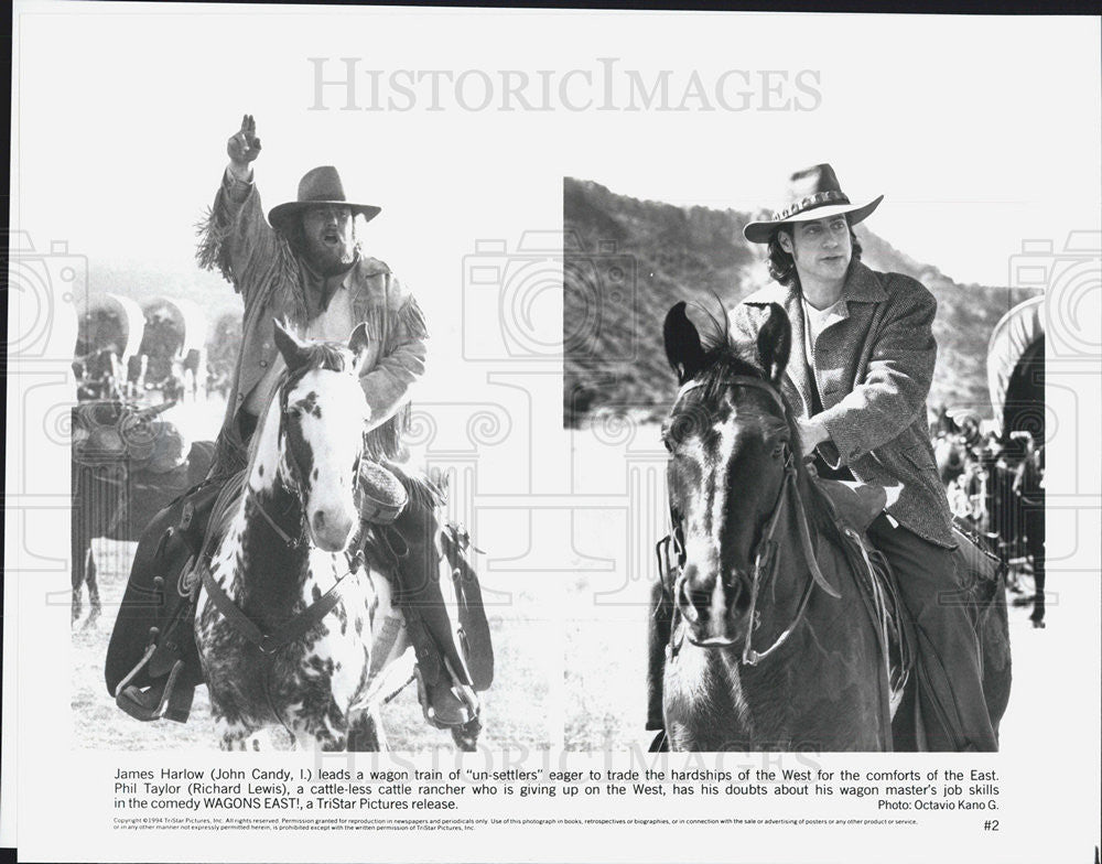 Press Photo of Actors John Candy and Richard Lewis stars in the&quot;Wagon East&quot;. - Historic Images