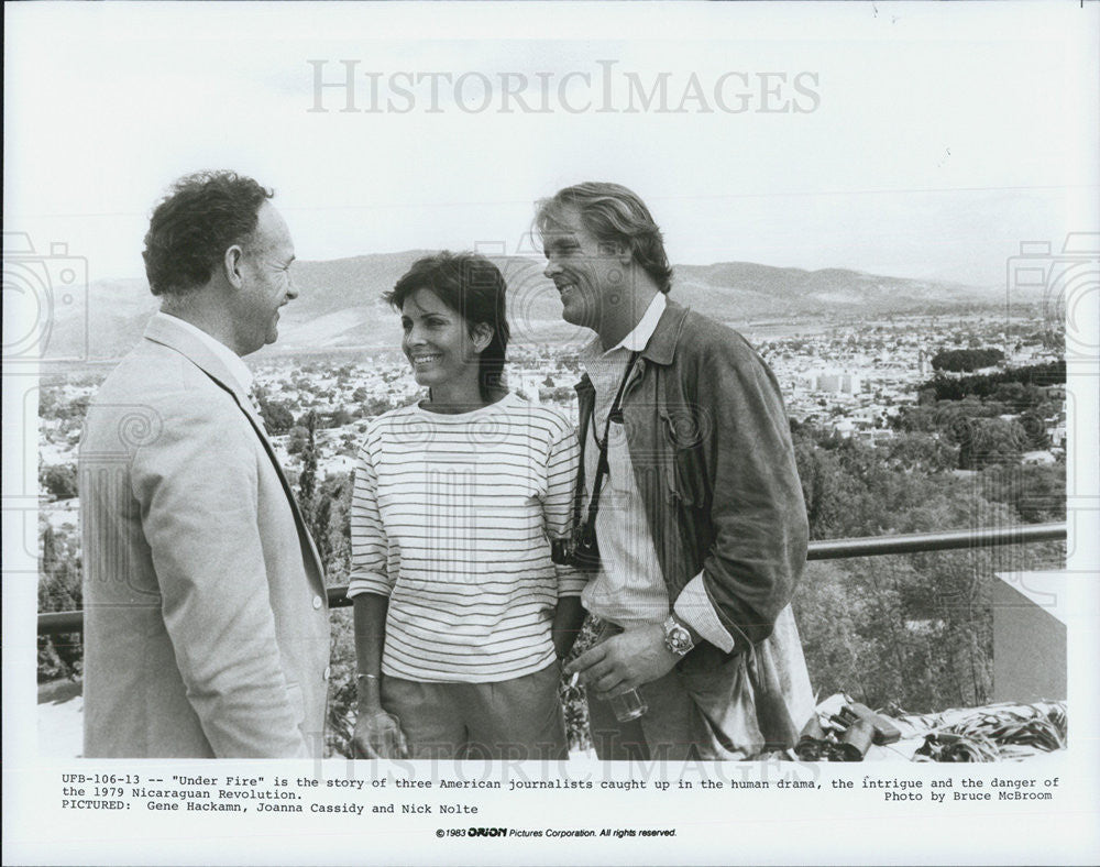 1983 Press Photo Gene Hackman, Joanna Cassidy, Nick Nolte, Under Fire - Historic Images