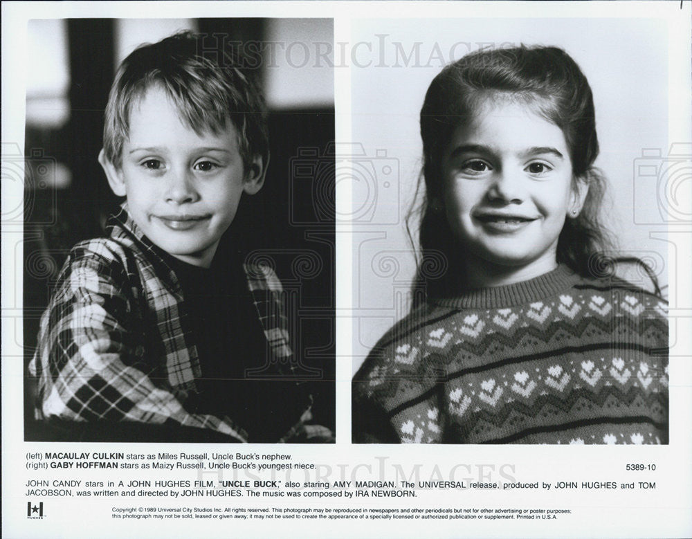 1989 Press Photo Macaulay Culkin, Gaby Hoffman, Uncle Buck - Historic Images