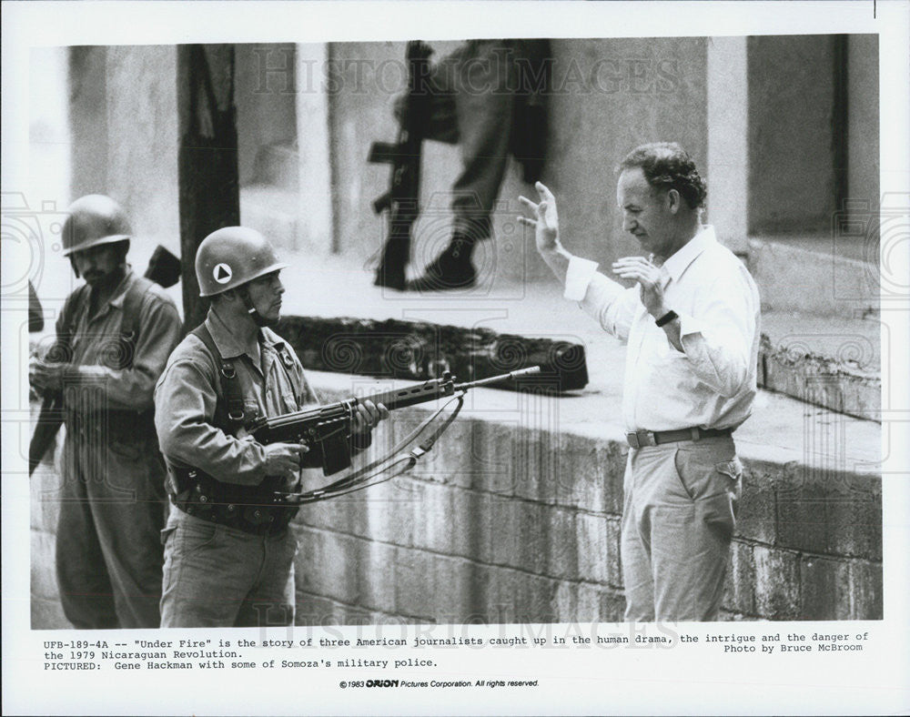 1983 Press Photo Gene Hackman Actor Somoza&#39; Military Police Under Fire Movie - Historic Images