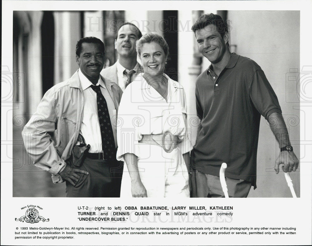 1993 Press Photo Actor Obba Babatunde, Larry Miller Kathleen Turner Dennis Quaid - Historic Images