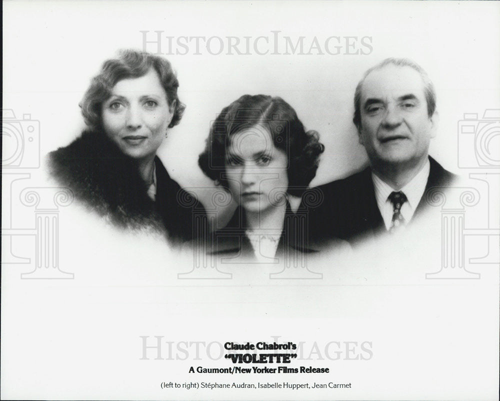 Press Photo Stephane Audran, Issabelle Huppert and Jean Carmet in Violette - Historic Images