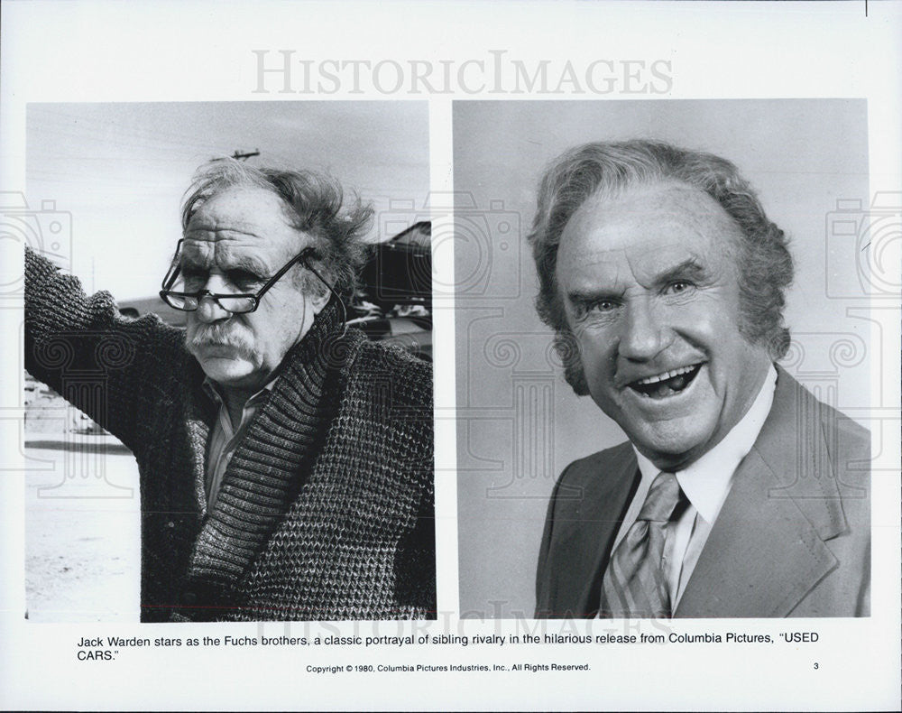 1980 Press Photo jack Warden Fuschis Brothers actor Used cars - Historic Images