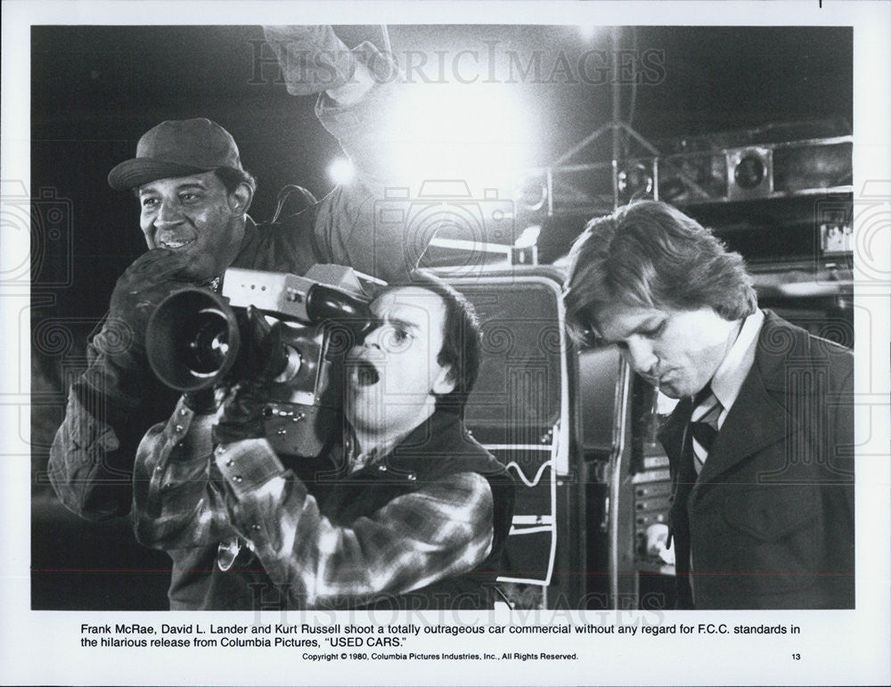 1980 Press Photo Frank Mcrae David Lander Kurt Russell Used cars - Historic Images