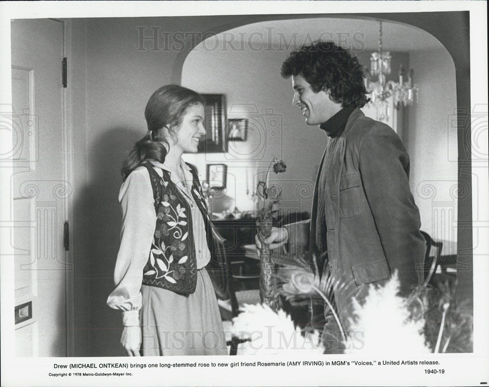 1978 Press Photo Actor Michael Ontkean and Amy Irving, Scene on Movie Voices - Historic Images