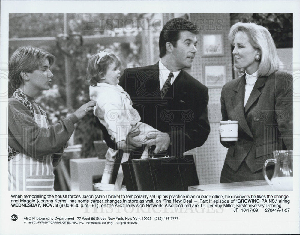 1989 Press Photo ABC &quot;Growing Pains&quot; Cast Alan Thicke Joanna Kerns Jeremy Miller - Historic Images