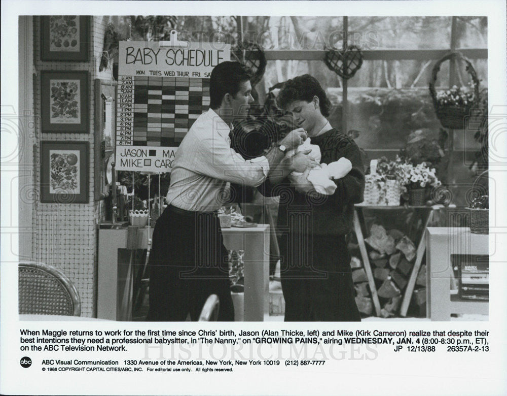 1988 Press Photo Kirk Cameron Alan Thicke GROWING PAINS - Historic Images