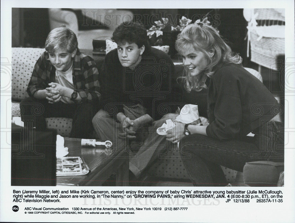 1988 Press Photo ABC &quot;Growing Pains&quot; Cast Jeremy Miller Kirk Cameron TV Series - Historic Images