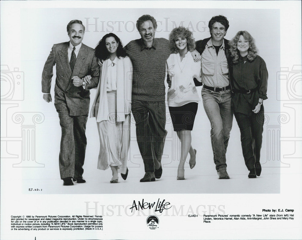 1988 Press Photo Hal Linden Veronica Hamel Alan Alda Ann-Margaret In A New Life - Historic Images