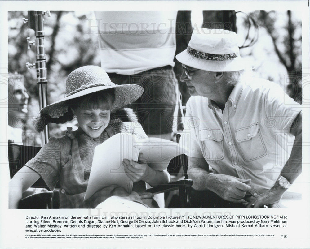 1987 Press Photo Dir Ken Annakin And Tami Erin In The New Adventures Of Pippi - Historic Images