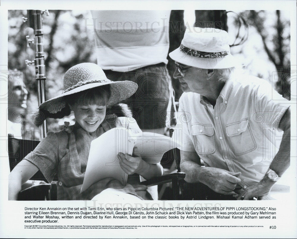 1987 Press Photo Actress Tami Erin &amp; Ken Annakin &quot;Pippi Longstocking&quot; Movie Set - Historic Images