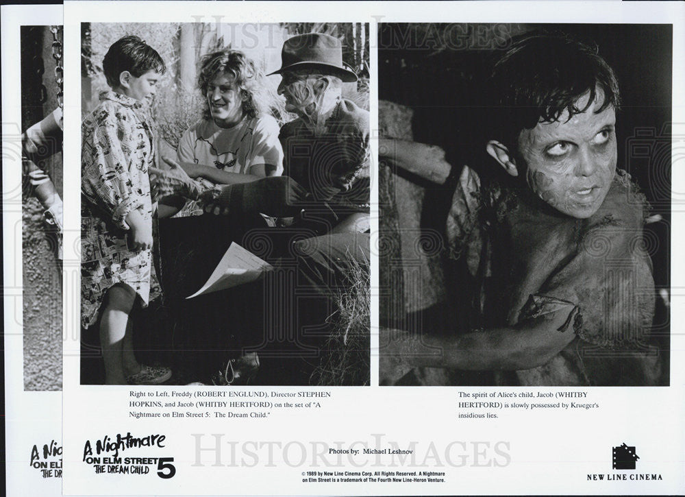 1989 Press Photo Robert Englund, Director Whitby Hertford on Nightmare on Elm St - Historic Images