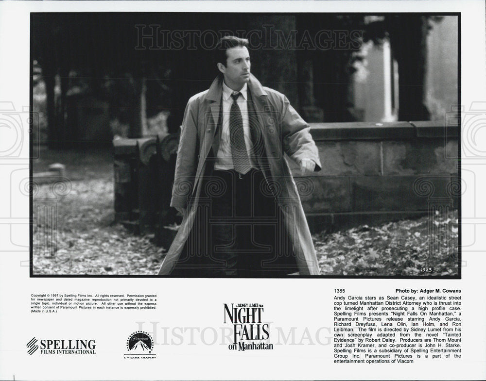 1997 Press Photo Andy Garcia NIGHT FALLS ON MANHATTAN - Historic Images