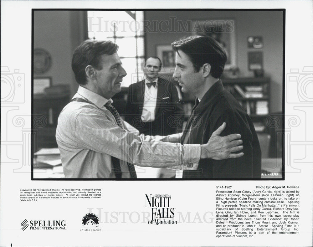 1997 Press Photo Andy Garcia, Ron Leibman, Colm Feore - Night Falls On Manhattan - Historic Images