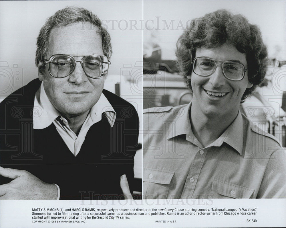 1983 Press Photo Producer Matty Simmon &amp; Dir. Harold Ramis National Lampoon - Historic Images