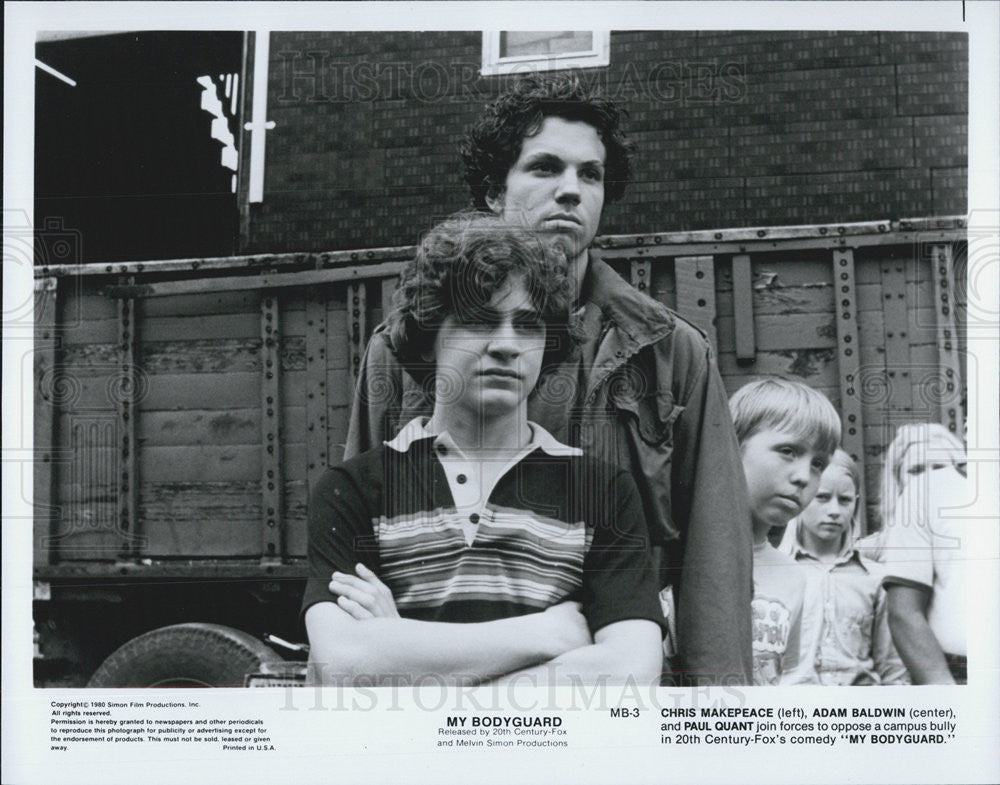 1980 Press Photo Chris Makepeace, Adam Baldwin and Paul Quant in "My Bodyguard" - Historic Images