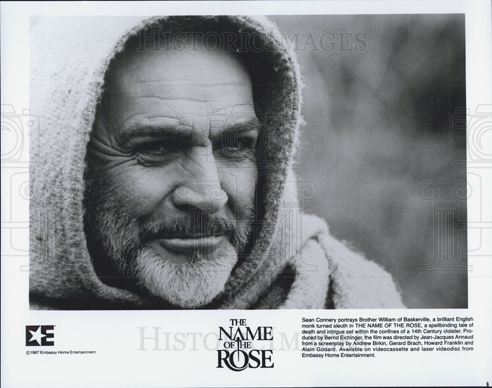 1987 Press Photo Sean Connery staring in &quot;The Name of the Rose&quot; - Historic Images