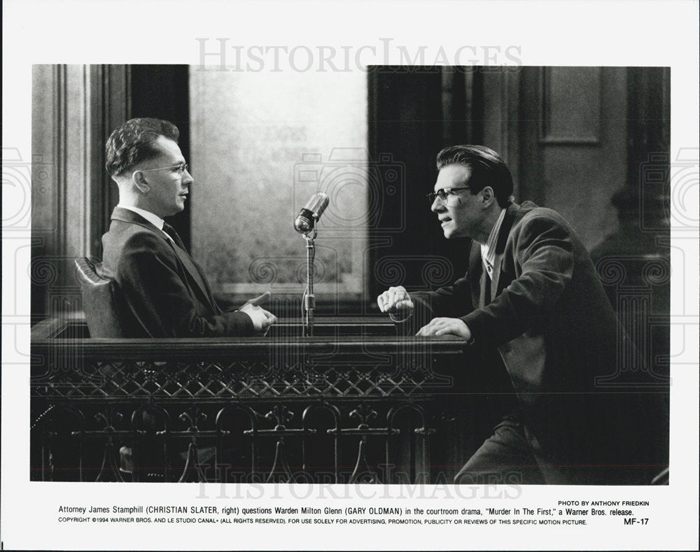 Press Photo Christian Slater, Gary Oldman in &quot;Murder in the First&quot; - Historic Images