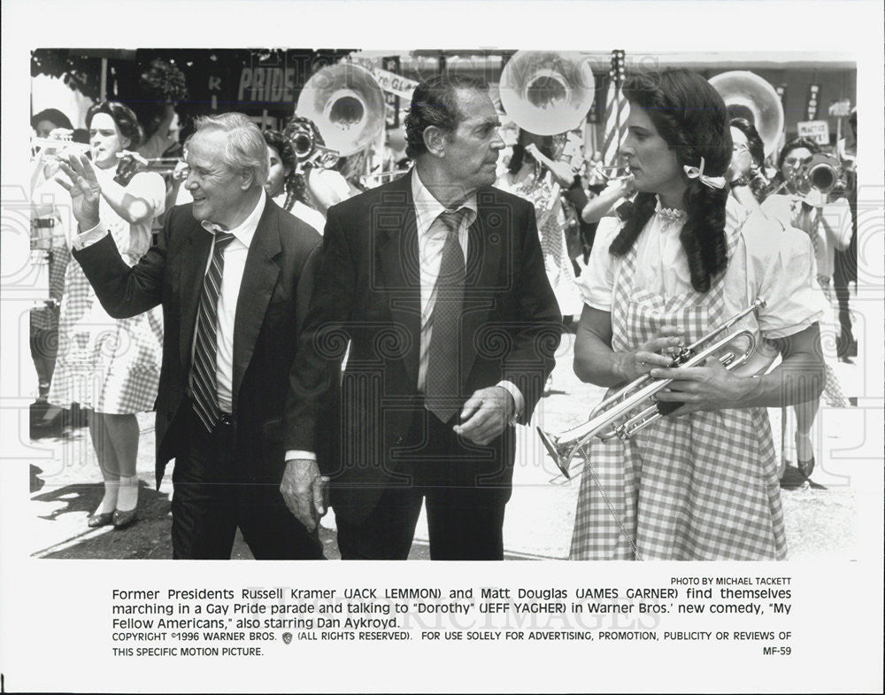 1996 Press Photo Jack Lemmon James Garner Jeff Yagher My Fellow Americans Comedy - Historic Images