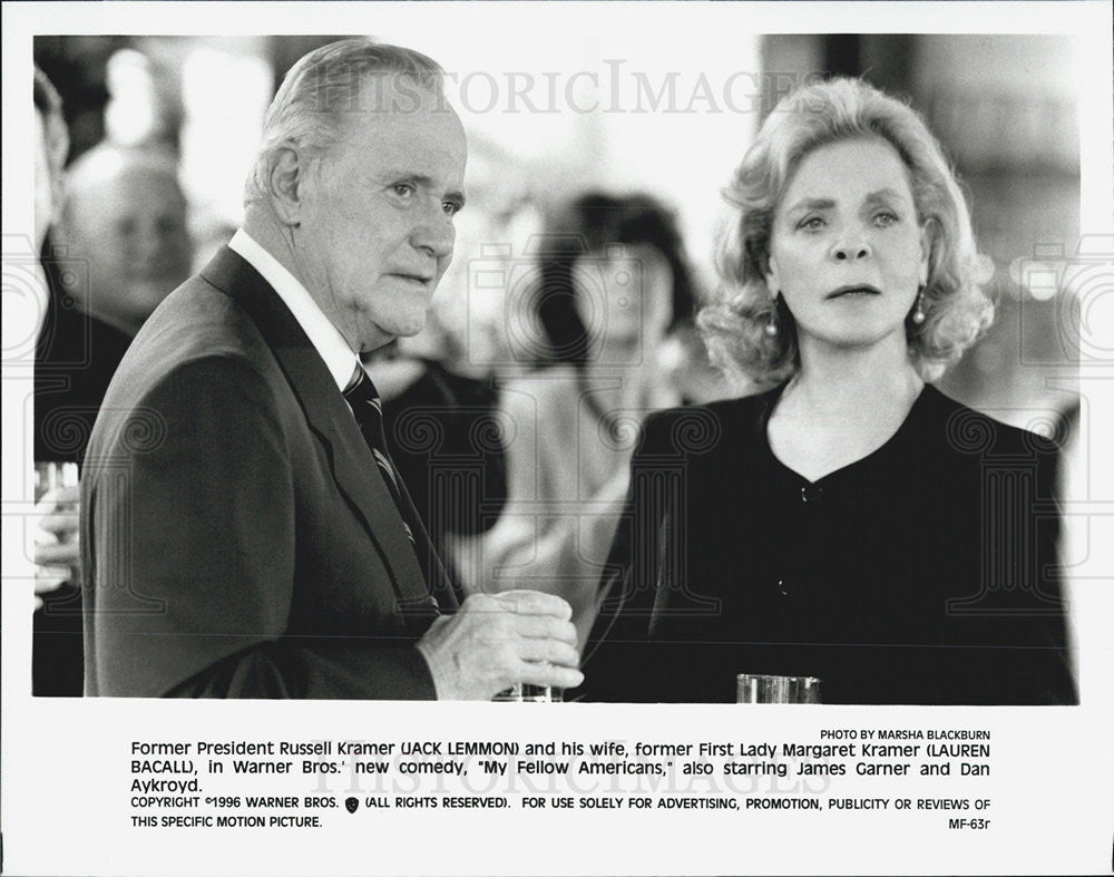 1996 Press Photo Jack Lemmon, Lauren Bacall in &quot;My Fellow Americans&quot; - Historic Images