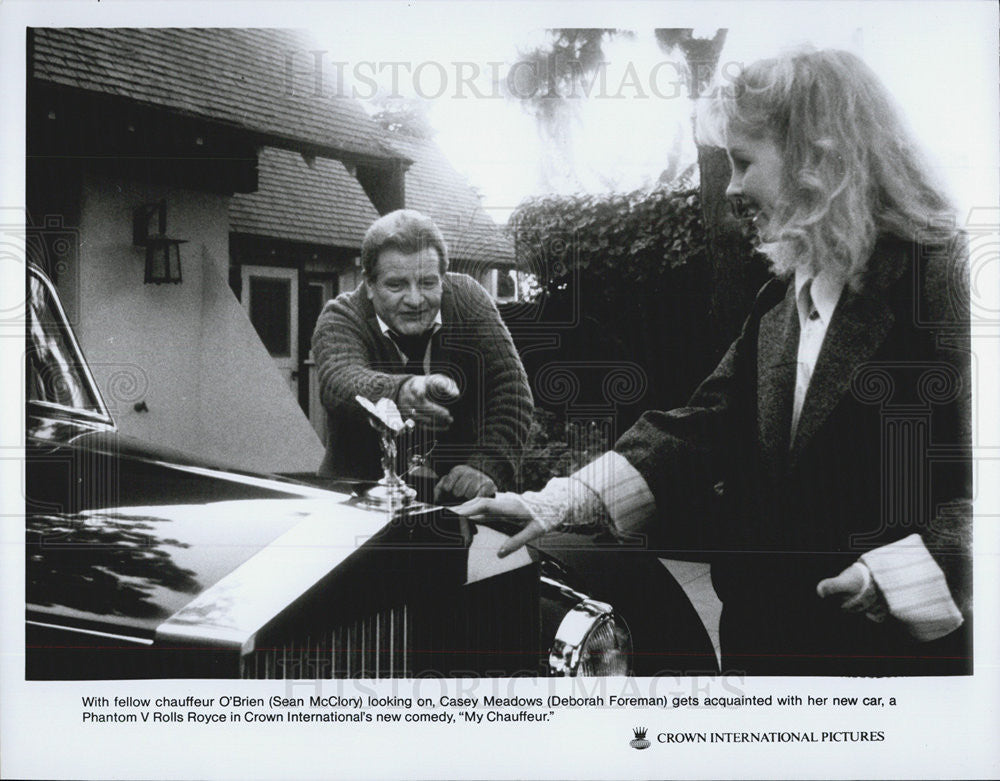 1986 Press Photo Sean McClory Actor Deborah Foreman Actress My Chauffer Comedy - Historic Images