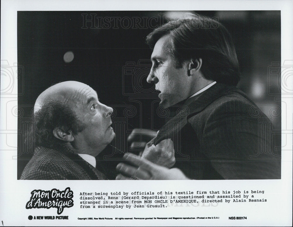 1990 Press Photo Gerard Depardieu, Mon Oncle d&#39;Amerique - Historic Images