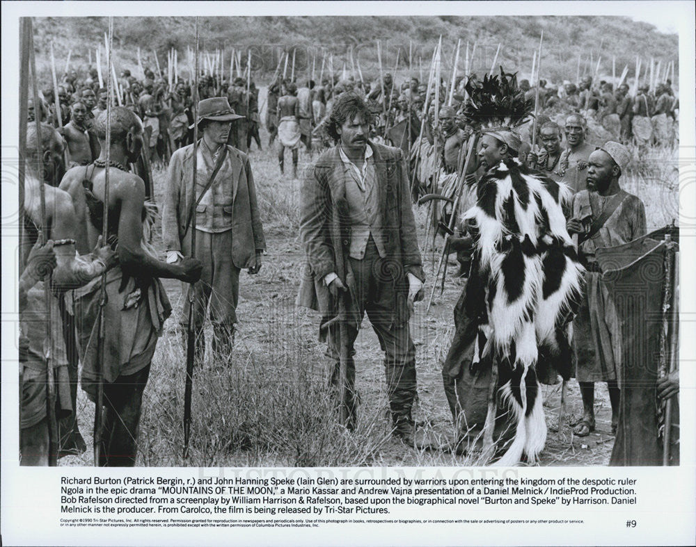 1990 Press Photo Patrick Bergin and Lain Glen in &quot;Mountains of the Moon&quot; - Historic Images