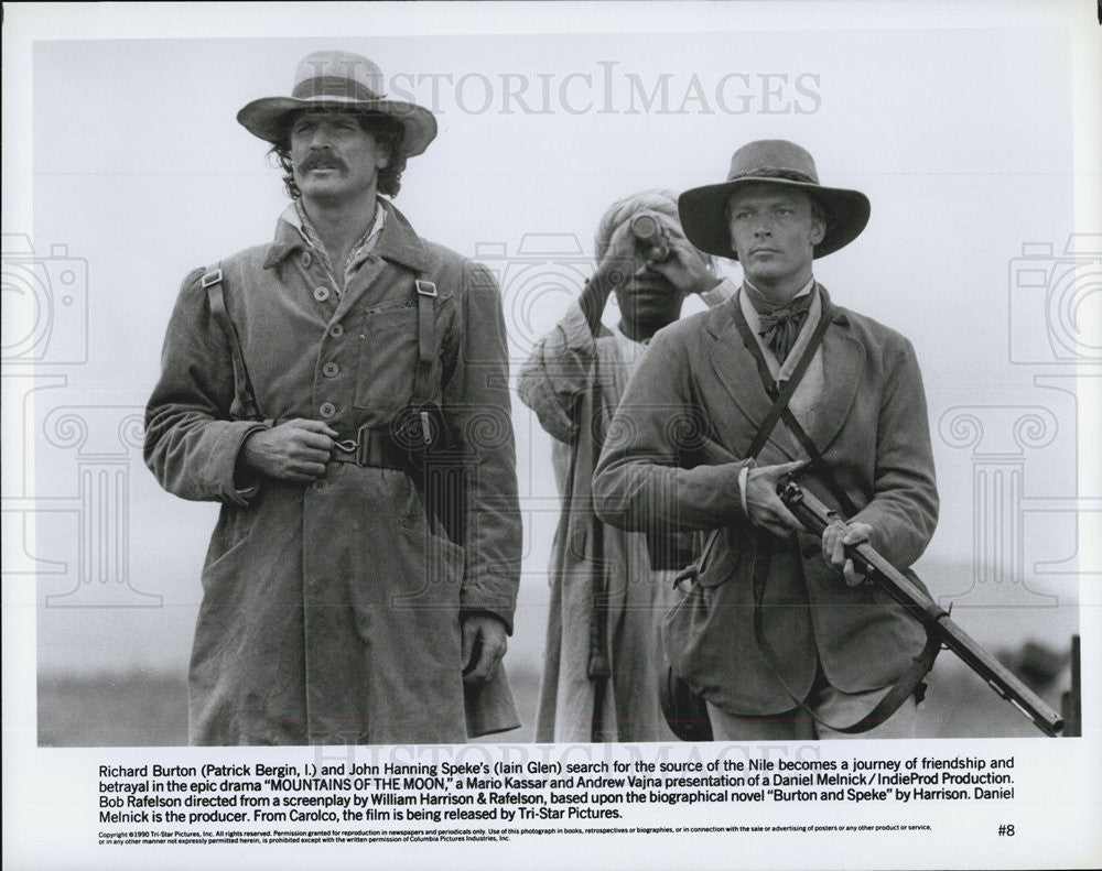 1990 Press Photo Patrick Bergin and Iain Glen in &quot;Mountains of the Moon&quot; - Historic Images