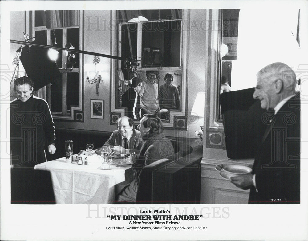 1981 Press Photo My Dinner With Andre Director Louis Malle on set -  Historic Images