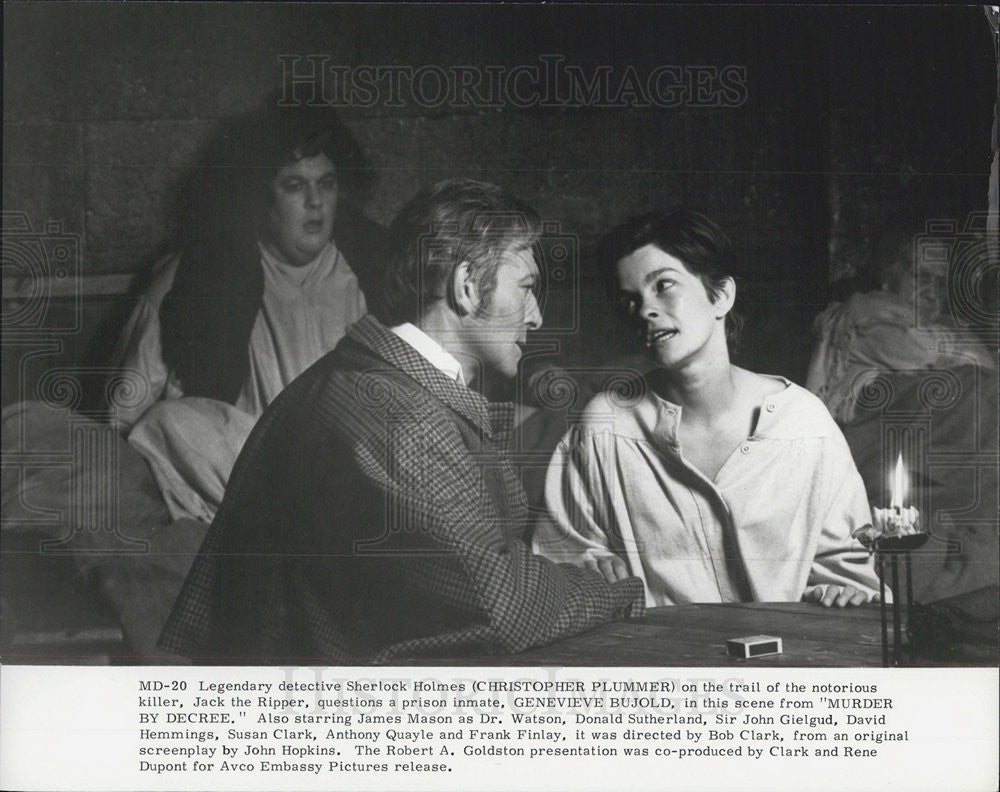 Press Photo Christopher Plummer &amp; Genevieve Bujold in &quot;Murder By Decree&quot; - Historic Images