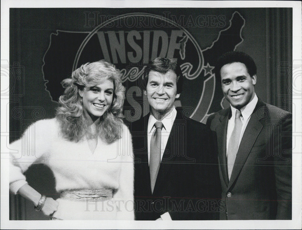 Press Photo Dick Clark, Shawn Weatherly &amp; Lynn Swann On &quot;Inside America&quot; - Historic Images