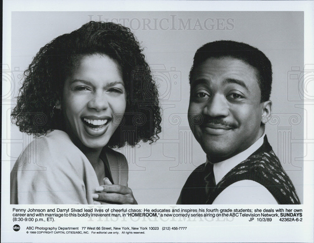 1989 Press Photo Darryl Sivad and Penny Johnson starring in &quot;Homeroom&quot; - Historic Images