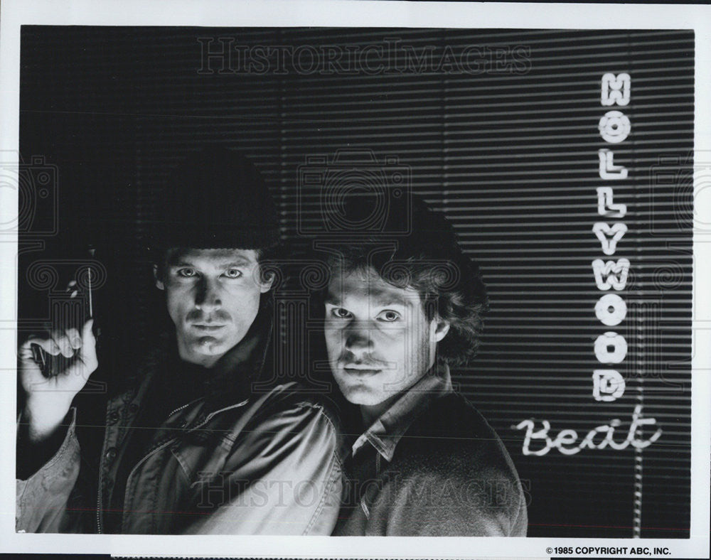 1985 Press Photo Actor Jack Scalia and Jay Acovone star in &quot;Hollywood Beat&quot; - Historic Images