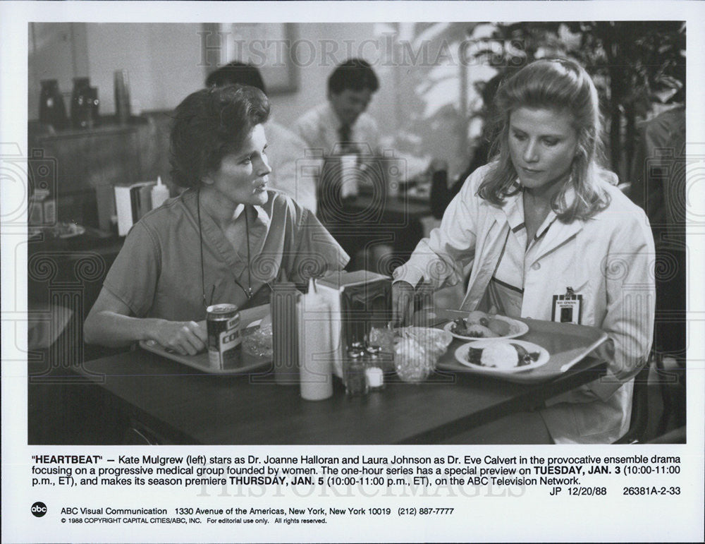 1988 Press Photo Actress Kate Mulgrew and Laura Johnson star in Heartbeat&quot;. - Historic Images