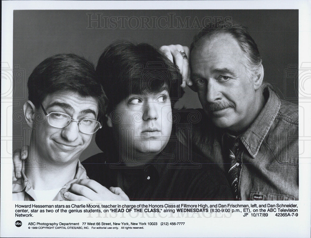 1989 Press Photo Actor Howard Hesseman, Dan Frischman, and Dan Schneider - Historic Images