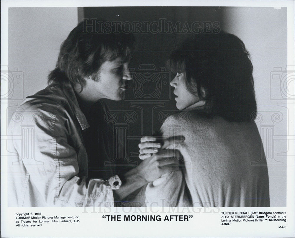 1986 Press Photo Jeff Bridges Actor Jane Fonda Actress Morning After Film Movie - Historic Images