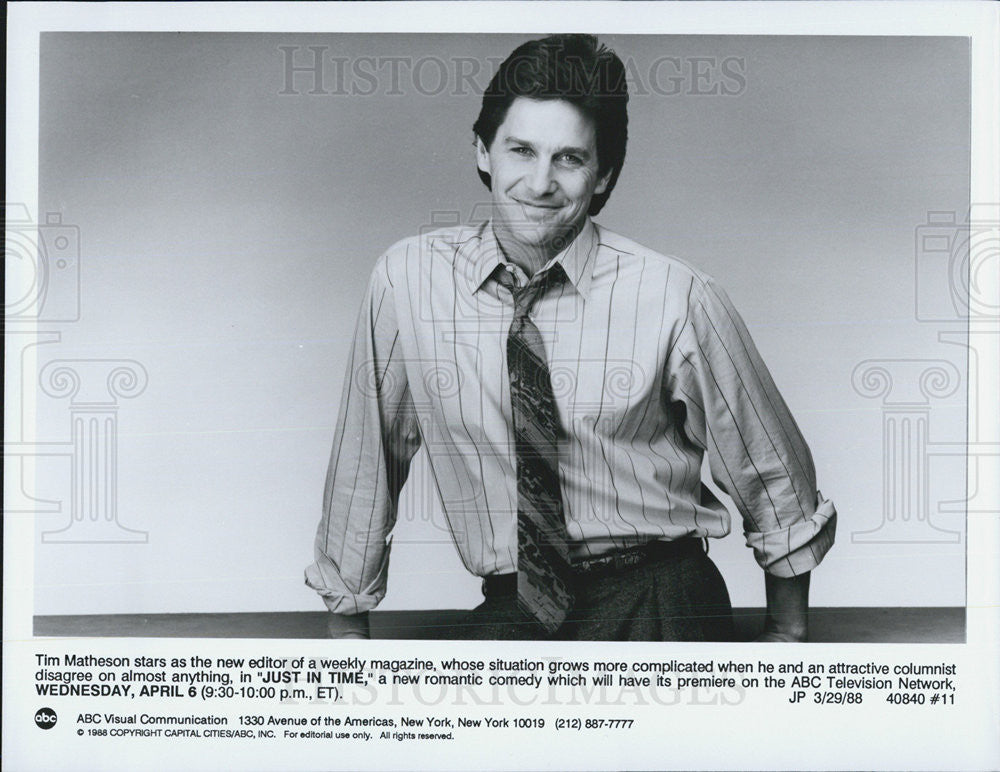 1988 Press Photo Tim Matheson stars in &quot;Just in Time&quot; a weekly TV series - Historic Images