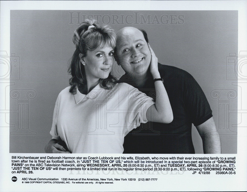 1988 Press Photo Bill Kirchenbauer and Deborah Harmon in &quot;Just the Ten of Us&quot; - Historic Images