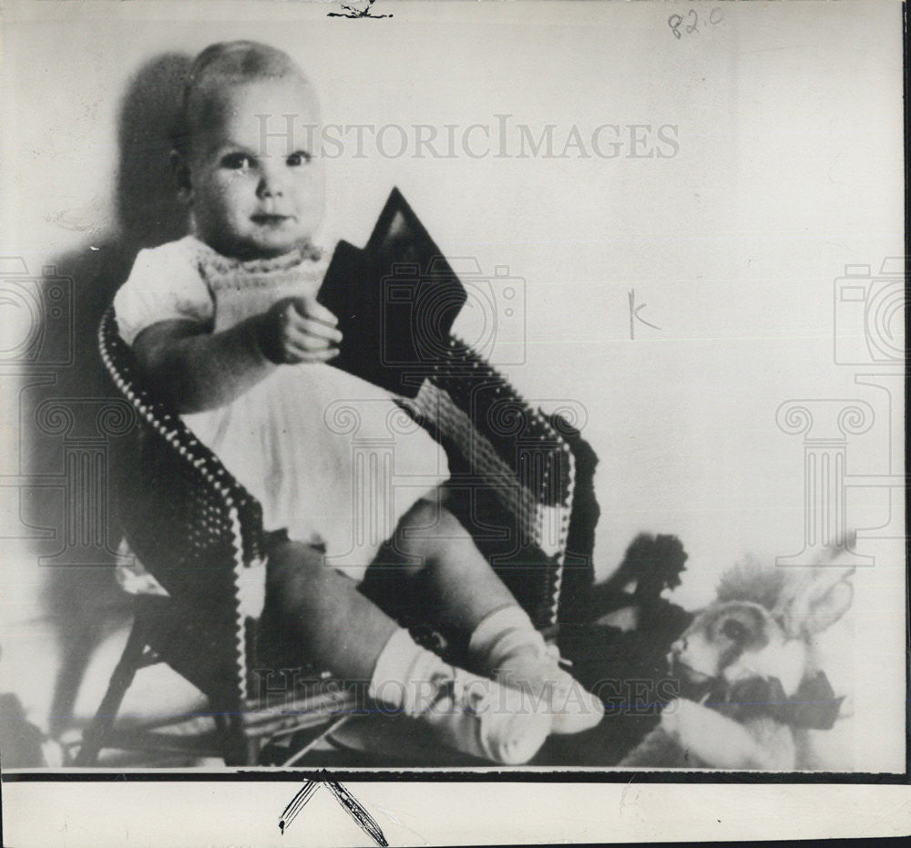 1959 Press Photo Monaco Prince Albert First Birthday Portrait Holding Book - Historic Images